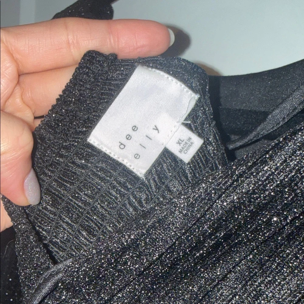 Dee Elly Black Shimmer Long Sleeve Dress | XL - Picture 5 of 5